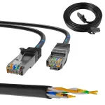 LAN patchcord Extralink Cat5e FTP 1 m, F/UTP varjestatud, RJ-45 to RJ-45, must