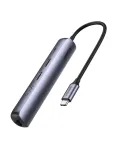 Ugreen CM418 10919 5-&uuml;hes USB-C jaotur, HDMI 4K 30 Hz, Ethernet, USB 3.0, Power Delivery, alumiinium, hall