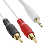 InLine 2x RCA kaabel isane / 3,5 mm isane valge/kuldne 7,5 m