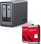 UGREEN NASync DXP2800 2-pesaline NAS-s&uuml;steem koos 2 &times; Western Digital 8TB WD80EFPX k&otilde;vaketastega