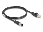 V&otilde;rgukaabel DeLOCK M12 kaabel D-kodeeritud 4 kontakti isane RJ45 isasele Cat5e 1 m Must