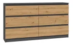 Kummut Top e Shop M6 140 ANT/ART, 6 sahtlit, antratsiit tamm, 1380&times;750&times;400 mm