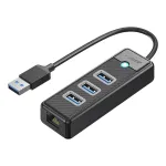 ORICO PW3UR25-U3 4-Port USB 3.0 Hub with 2.5G Ethernet, 0.5m, Black