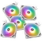 120mm PWM korpuseventilaatori komplekt BitsPower Notos RGB &mdash; valge, 5 tk komplekt (BPTA-FX1812NTWH-5)
