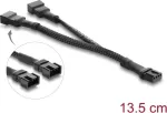 Delock Y-ventilaatori kaabel 1 x 4 Pin PWM emane kuni 2 x 4 Pin PWM isane punutud varjestusega 13.5 cm must