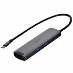 Unitek H1112F aktiivne USB-C jaotur, 6 porti, 5 Gbps, HDMI 4K@30Hz, RJ-45, 2x USB-A, 2x USB-C, PD 100 W, alumiinium, hall