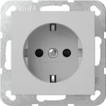 Gira 4453015 SCHUKO pistikupesa klapiga, System 55, liiklushall (RAL 7043)