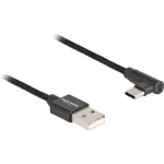 DeLOCK USB 2.0 kaabel, isane C-t&uuml;&uuml;pi USB &ndash; isane A-t&uuml;&uuml;pi USB, nurga all, 2 m, must