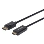 Manhattan DisplayPort 1.1 to HDMI kaabel, 1080p@60Hz, 1m, Male to Male, DP With Latch, Must, Not Bi-Directional, Three Year Warranty