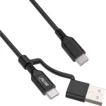 InLine 2-in-1 USB-C kaabel + USB-A adapter, USB 2.0, 100W, TPE, must, 2m