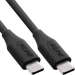 InLine 35895 USB-C &ndash; USB-C kaabel, USB 2.0, 480 Mbit/s, 100 W kiirlaadimine, silikoon, 0,5 m, Black Cookie must
