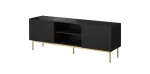 TV-kapp Cama PAFOS kuldsel terasraamil 150x40x60 cm matt must, puitlaastplaadist pealispind
