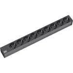 Bachmann 19 inch toiteplokk 9x CEE 7/3 Schuko must H05VV-F 3G1.5mm&sup2; GST18 pistik 0.2m