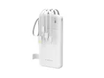 Wozinsky W11-W 10000mAh 10W Power Bank sisseehitatud kaablite ja taskulambiga, valge