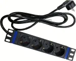 DSIT DS10-4PDU 10-tolline riiulikinnitusega toitejaotur, 4 Schuko pistikupesa, 16A, must