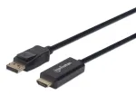 Manhattan DisplayPort 1.1 HDMI-kaabel, 1080p@60Hz, 1,8 m, isane-isasele, DP riiviga, must, mitte kahesuunaline, kolmeaastane garantii
