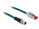 DeLOCK 85425 T&ouml;&ouml;stuslik v&otilde;rgukaabel M12 X-kodeeritud 8-pin pistik RJ45 pistikule, 1 m, veesinine