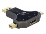 DeLOCK 64060 3-in-1 monitori adapter, USB-C / DisplayPort / mini DisplayPort sisend HDMI v&auml;ljundiga, 4K 60 Hz, must