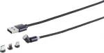 Magnetiline 3-&uuml;hes USB-A laadimiskaabel ShiverPeaks 540&deg; &mdash; Must, USB-A magnetilisele mitmikpistikule