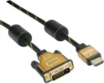 Roline Gold - Videokaabel - Kahekanaliline - HDMI / DVI - DVI-D (M) HDMI-le (M) - 5 m - Varjestatud - Must, Kuldne - 4K tugi