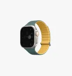 UNIQ Revix Evo P&ouml;&ouml;ratav Magnetiline Silikoonrihm Apple Watch Series 1/2/3/4/5/6/7/8/9/SE/SE2/SE3/Ultra/Ultra2/Ultra3 42/44/45/49mm Viridiaanroheline / P&otilde;letatud Kollane