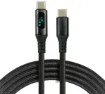 USB-C to USB-C kaabel LCD toitekuvariga, 3m, 45W PD, must