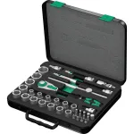 Socket wrench set Wera 05003645001 37 pcs Must roheline