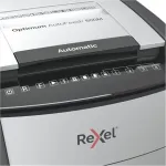 Rexel AutoFeed+ 600M paberipurustaja, mikroosakestega purustus 2x15mm, P-5, 110L, 55 dB, hall/must