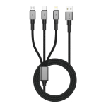 Tech-Protect UltraBoost DNA 3-&uuml;hes kaabel USB-A - Lightning / USB-C / Micro-USB, 3 A, 120 cm, raudhall