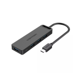 Vention TGKBB 5-&uuml;hes USB-C jaotur, 4x USB 3.0, Micro-USB toitesisend, 5 Gbit/s, 0,15 m, must