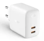 Seinlaadija Aukey PA-B4 2x USB valge GaN &ndash; kompaktne USB toiteadapter kahe USB-pordiga