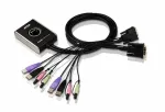 ATEN Petite CS682-AT 2-pordine USB 2.0 DVI KVM-l&uuml;liti heliga, kaugpordivalija, integreeritud kaablid 2 x 1,2 m, 1920 x 1200 (WUXGA)