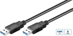 Microconnect USB3.0AA05B USB 3.2 Gen 1 kaabel, USB-A (isa) &ndash; USB-A (isa), kolmekordselt varjestatud, 0,5 m, must