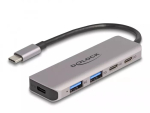 DeLOCK USB-jaotur 5 Gbps 2 porti USB USB-C ja 2 porti Type-A Hall metallist