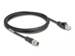 V&otilde;rgukaabel DeLOCK M12 kaabel X-kodeeringuga 8-kontaktiline isane RJ45 isasele Cat5e 2 m Must