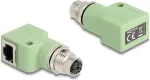 Delock 60684 M12 X-koodiga 8-kontaktiline pesa-RJ45 pesa adapter, Cat.5e, 90 kraadi nurga all, roheline