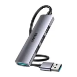 USB-jaotur Unitek H1208CGY01 &mdash; 4-pordiline USB 3.0 (5 Gbps), tagasi&uuml;hilduv USB 2.0-ga, alumiinium