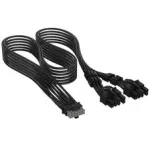 Corsair Premium varrukatud 12V-2x6 kuni 2x 6+2-kontaktiline PCIe-kaabel, universaalne - must