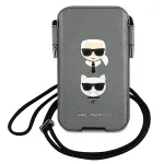 Karl Lagerfeld Ikonik Hardcase for Apple iPhone 12 Pro Max, Grey Saffiano PU, Karl & Choupette Head Design
