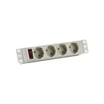 EFB-Elektronik 10 1HE toiteplokk 4 x CEE 7/3 l&uuml;litiga, alumiiniumprofiil, hall