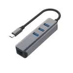 EXSYS EX-1133-N-3 USB 3.2 Gen 1 jaotur 3x USB-A pesaga ja Gigabit Ethernetiga (USB-C)