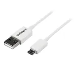 StarTech.com 2m Valge Micro USB kaabel - A to Micro B, 2 m, USB A, Micro-USB B, USB 2.0, Male/Male, Valge