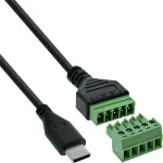 InLine 92504E juhtme&uuml;hendus USB-C / klemmiplokk, 5-kontaktiline Must, Roheline