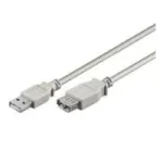 Wentronic Goobay USB 2.0 Hi-Speed pikenduskaabel, hall, 0,3 m - USB 2.0-pistik (t&uuml;&uuml;p A) > USB 2.0-pesa (t&uuml;&uuml;p A) (68621)