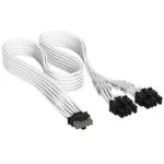 Corsair premium-punutud 12V-2x6 kuni 2x 6+2-Pin-PCIe-kaabel, universaalne - valge