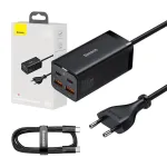 Baseus GaN3 Pro CCGP000101 laualaadija 100 W, 2x USB-C + 2x USB-A, PD 3.0, QC 4.0+, 1,5 m kaabel, must
