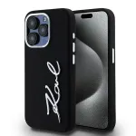 Karl Lagerfeld KLHCP15LSCMSMVK Hardcase Silicone Metal Script Logo for iPhone 15 Pro 6.1 Black
