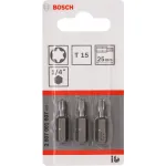 Boschi otsak-kruvikeeraja, eriti k&otilde;va, 3 tk, Torx, T15, teras, T15, 25 mm
