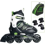 Inline skates Muuwmi 682 adjustable size 33&ndash;36 roheline/Must with protector set