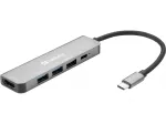 Sandberg USB-C Dock HDMI+3xUSB+PD 100W, juhtmega, USB 3.2 Gen 1 (3.1 Gen 1) USB-C, 100 W, hall, 4K Ultra HD, alumiinium